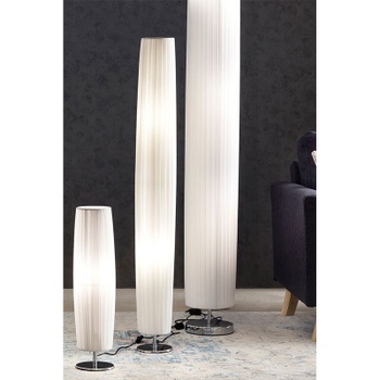 Stojacia lampa, chrómovaný kov, 160 cm, biela - B