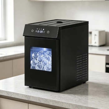 Výrobník ľadových gulí s priemerom 50 mm ES10686DE-BK, 48 kusov/deň, nerez, čierny - B