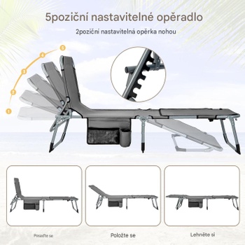 Skladacie ležadlo s otvormi pre tvár a ruky QS44591JUDE, nastaviteľné v 5 polohách, nosnosť 180 kg,
