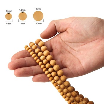 200 kusov korálikov z prírodného santalového dreva s priemerom 10 mm, krásne ručne vyrobené, leštené