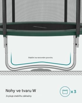 Detská trampolína s bezpečnostnou sieťou STR061C01, Ø183 cm, čierno/zelená - B