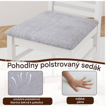 Jedálenská stolička KC58817WH s polstrovaným sedákom, 2 kusy, bielo/sivé - N