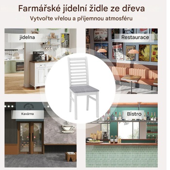 Jedálenská stolička KC58817WH s polstrovaným sedákom, 2 kusy, bielo/sivé - N