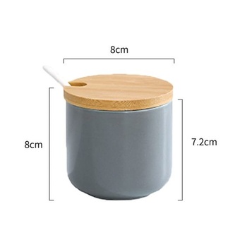 Keramické kořenky 260ml/9 oz, slánka, keramická cukřenka, kořenky s lžičkou a bambusovým víčkem na