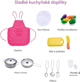 Drevená detská kuchynka DZ10162MP, 15 doplnkov v balení, ružová - B