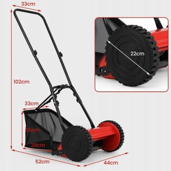 Ručná bubnová kosačka GT4311RE, so záberom 30 cm, 18,5 l, čierno/červená - B