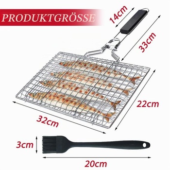 Grilovací koš na ryby, skládací grilovací koš na ryby BBQ, nerezová grilovací miska na grilování,