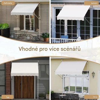 Upínacia markíza na balkón s ručnou kľukou NP12432WH, 200 cm, biela - B