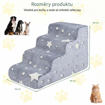 Schody pre psov PW10159, protišmykové, umývateľné, šedé - B