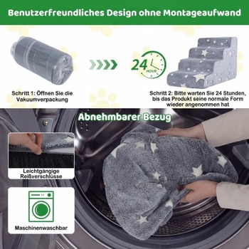 Schody pre psov PW10159, protišmykové, umývateľné, šedé - B