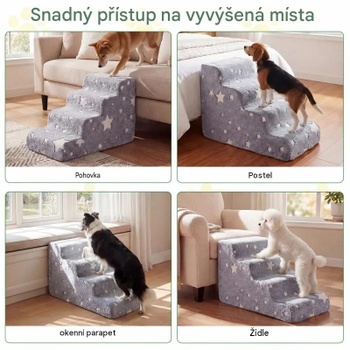 Schody pre psov PW10159, protišmykové, umývateľné, šedé - B