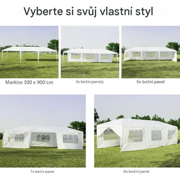 Záhradný altánok s odnímateľnými bočnými stenami a zipsom OP3936WH, 3 x 9 m, biely - N