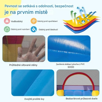 Nafukovací skákací hrad OP71362, šmykľavka, 3,6 x 2,7 m, bez ventilátora, viacfarebný - B