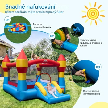 Nafukovací skákací hrad OP71362, šmykľavka, 3,6 x 2,7 m, bez ventilátora, viacfarebný - B