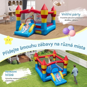 Nafukovací skákací hrad OP71362, šmykľavka, 3,6 x 2,7 m, bez ventilátora, viacfarebný - B