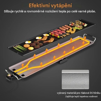 Elektrický gril s nepriľnavým povrchom ES10478DE, 1800 W, čierny - B
