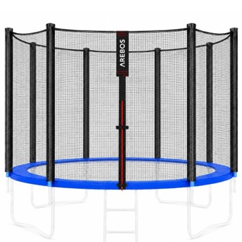 Kryt okraja trampolíny a sieť, 396 cm, 8 tyčí, čierno/modrá - B