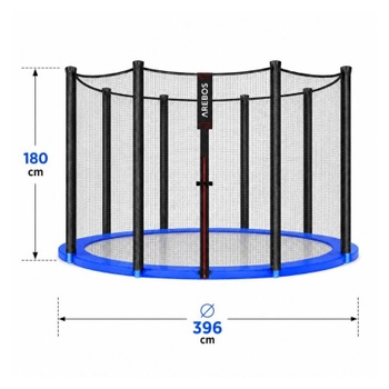 Kryt okraja trampolíny a sieť, 396 cm, 8 tyčí, čierno/modrá - B