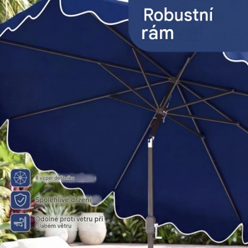 Záhradný slnečník s kľukou a náklonom 30 ° NP13392NY, 270 cm, tmavo modrý - B
