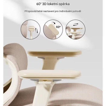 Ergonomická kancelárska stolička C7W-Air, nosnosť až 136 kg, béžová - B