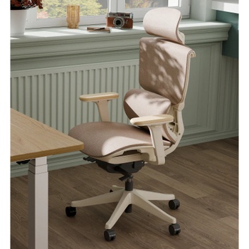 Ergonomická kancelárska stolička C7W-Air, nosnosť až 136 kg, béžová - B