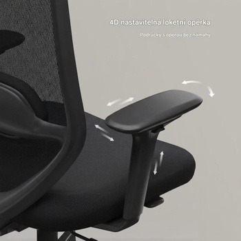 Ergonomická kancelárska stolička C5B-F1HD, 4D podrúčky, čierna - B