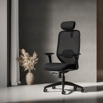 Ergonomická kancelárska stolička C5B-F1HD, 4D podrúčky, čierna - B