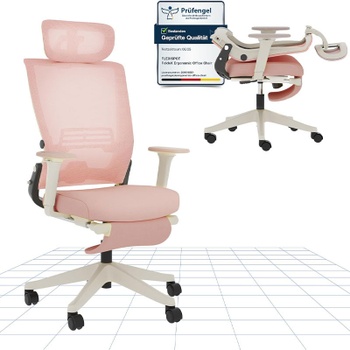 Ergonomická kancelárska stolička OS1P, 3D nastaviteľná opierka hlavy, ružová - B