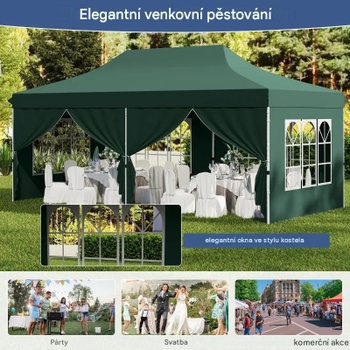 Skladací altánok s odnímateľnými bočnicami NP12123GN, 3 x 6 m, zelený - B