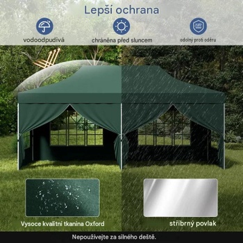 Skladací altánok s odnímateľnými bočnicami NP12123GN, 3 x 6 m, zelený - B