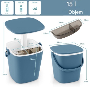 Vonkajšia stolná chladnička 3v1 z odolného PP materiálu YA22747FR, 15 l, modrá - B