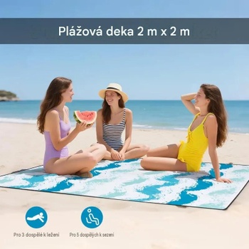 Sada 2 plážových kresiel so slnečníkom a plážovou dekou 15706648081, s prepravnou taškou, bielo/modrá