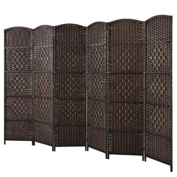 Skladacia zástena na ochranu súkromia s rámom z masívneho dreva S0NGJ0CKS8U, 270,5 x 180 cm, hnedá -