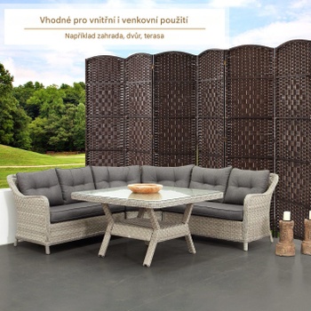 Skladacia zástena na ochranu súkromia s rámom z masívneho dreva S0NGJ0CKS8U, 270,5 x 180 cm, hnedá -