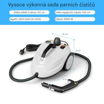 Parný čistič ES10431DE-WH s tyčovou rukoväťou, 1,8 l, 2000 W, biely - B