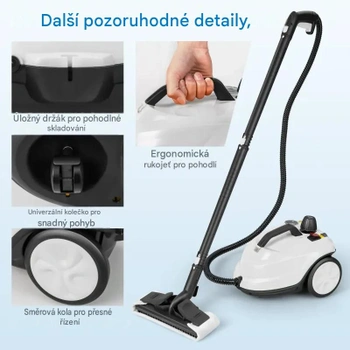 Parný čistič ES10431DE-WH s tyčovou rukoväťou, 1,8 l, 2000 W, biely - B