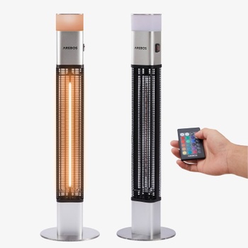 Stojací infračervený ohrievač s LED diódami, 1500 W, strieborný - B