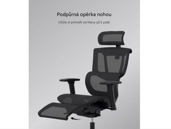 Ergonomická kancelárska stolička C7B-Air-Pro s opierkou na nohy, čierna - B