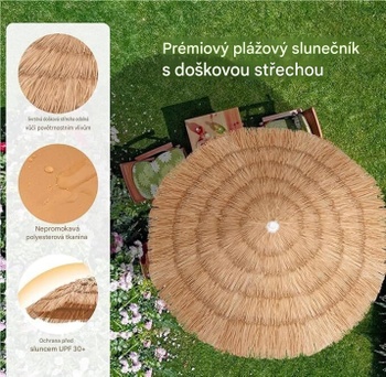 Skladací slamený slnečník WY00923DE, s taškou na prenášanie, hnedý - N