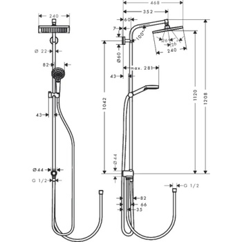 Sprchová súprava E240 Showerpipe, EcoSmart, 9 l/min, chróm - B
