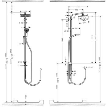Sprchová súprava E240 Showerpipe, EcoSmart, 9 l/min, chróm - B