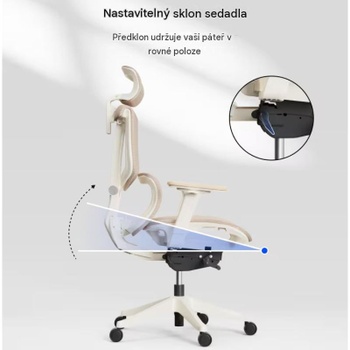 Ergonomická kancelárska stolička C7W-Air, nosnosť až 136 kg, béžová - B
