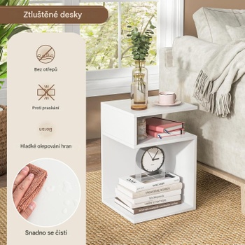Odkladací stolík k pohovke s rámom v tvare S CA11241WH, 33 x 33 x 50 cm, biely - B