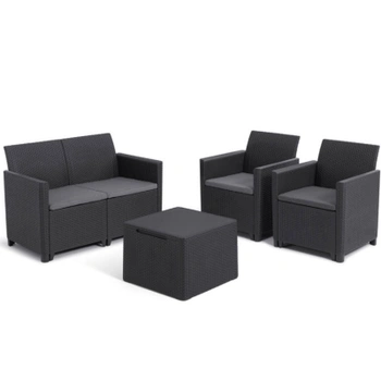 Záhradný set Clara 2, moderné a pohodlné sedenie, čierny - B