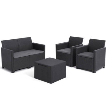 Záhradný set Clara 2, moderné a pohodlné sedenie, čierny - B