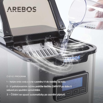 Výrobník ľadu, 2,2 l, 150 W, 3 veľkosti ľadových kociek, strieborný - B