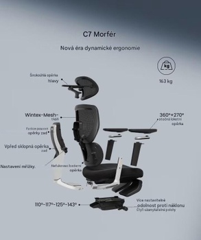 Ergonomická kancelárska stolička C7MOB-F1-EUV2, nosnosť 163 kg, čierna - B