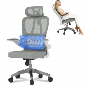 Ergonomická kancelárska stolička OC3W-Lite, s 2D sieťovanou opierkou hlavy, šedá - B