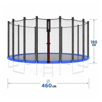 Kryt okraja trampolíny a sieť, 460 cm, 12 tyčí, čierno/modrá - B