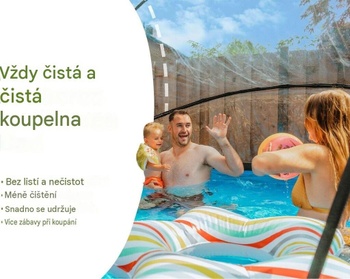 Kryt bazéna s upínacími popruhmi, Ø 300 cm, priehľadný - B